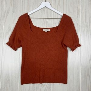 Loft Square Neck Sweater Shirt (S, Rust)